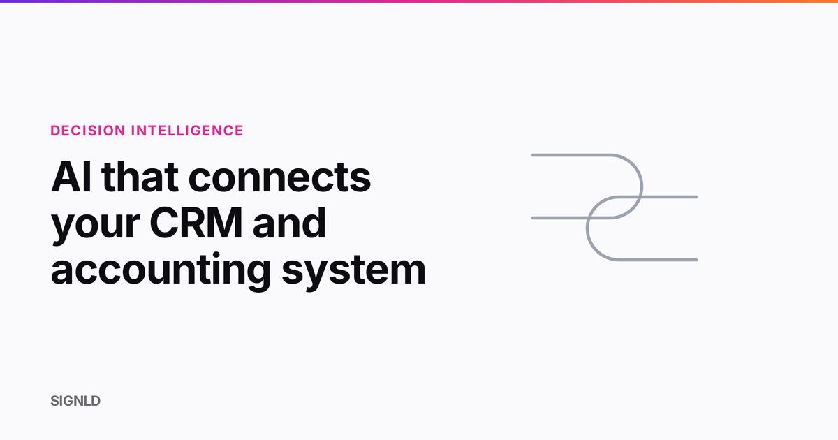 Article card with the headline on the left and a line-art drawing of two connectors joining on the right, under the SIGNLD gradient hairline.