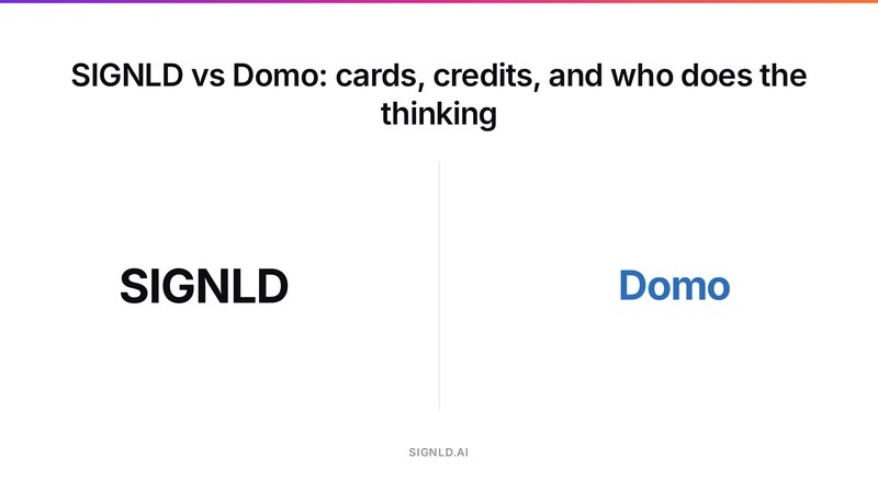 SIGNLD vs Domo: cards, credits, and who does the thinking