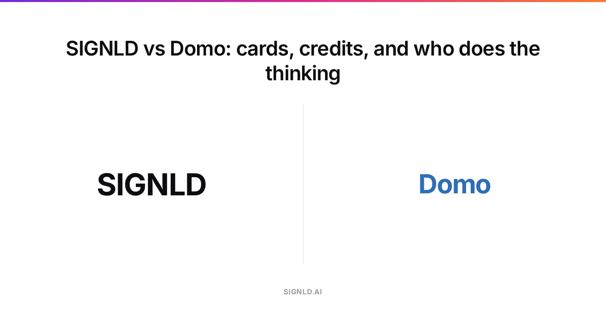 SIGNLD vs Domo: cards, credits, and who does the thinking