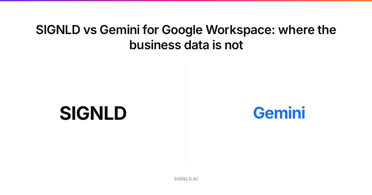 SIGNLD vs Gemini for Google Workspace: where the business data is not