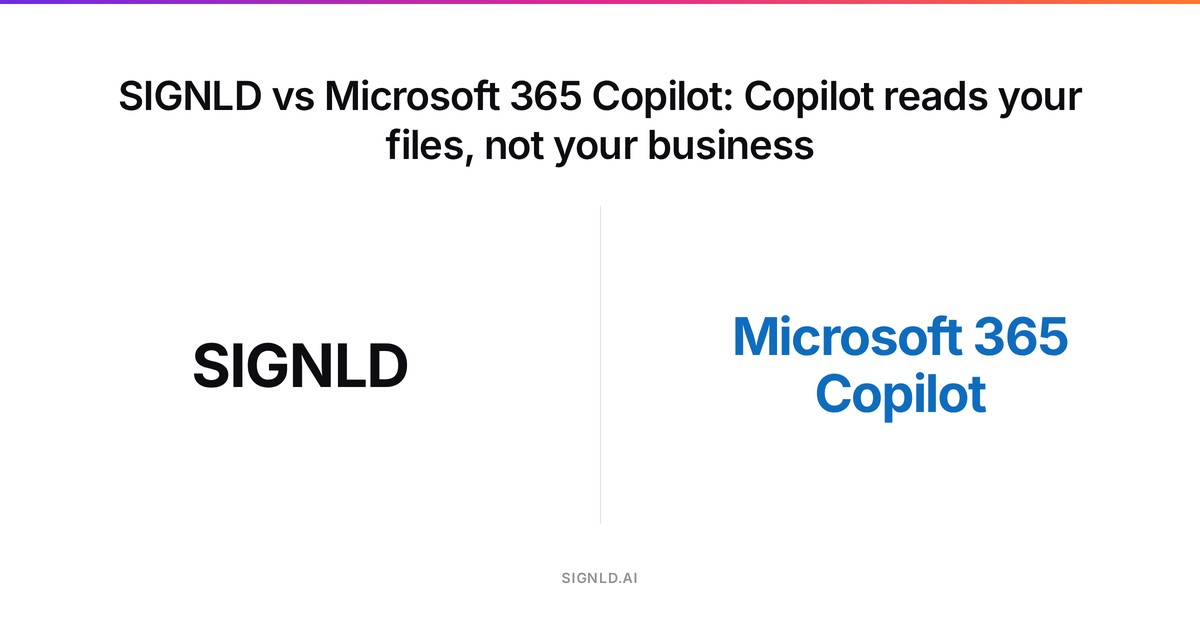 SIGNLD vs Microsoft 365 Copilot: Copilot reads your files, not your business